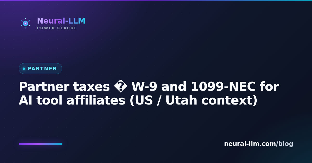 Partner taxes — W-9 and 1099-NEC for AI tool affiliates (US / Utah context)