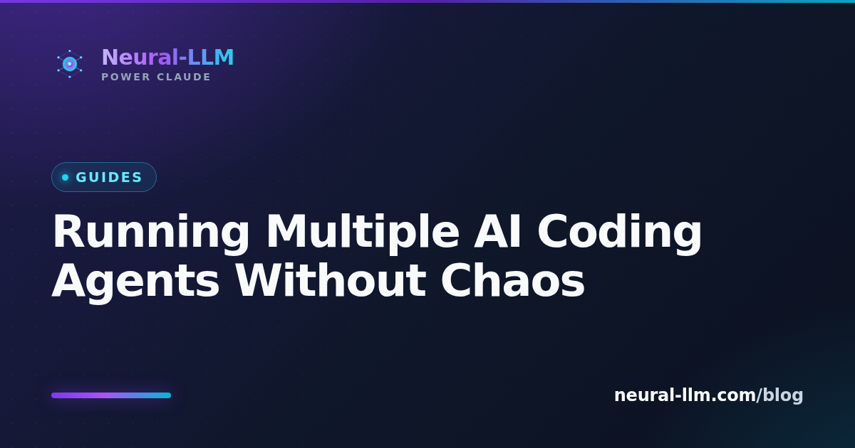 Several AI coding agents working on separate feature branches feeding into one shared account pool