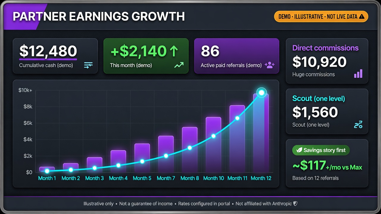 Demo partner earnings growth dashboard