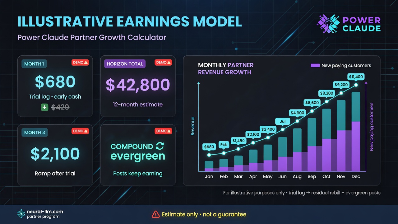 Illustrative partner growth with trial lag then compound
